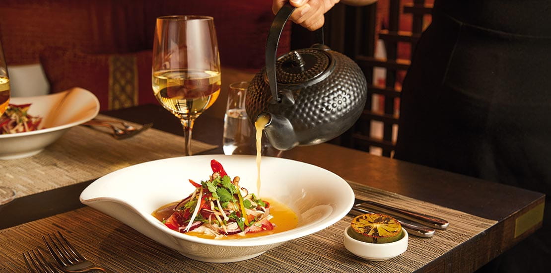 'Thai Tom Kha Gai Soup' in the East to West restaurant on Spirit of Discovery